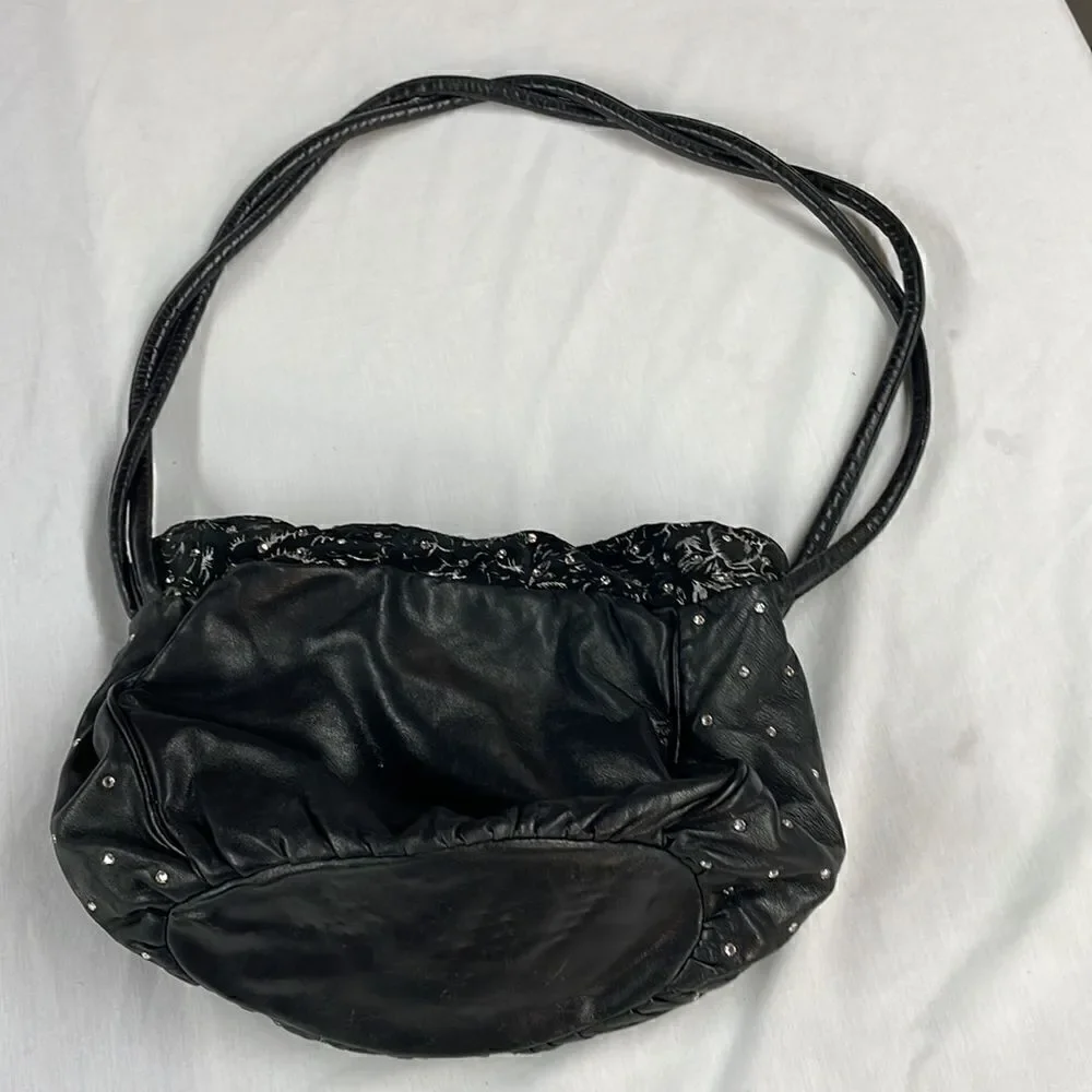 VTG Vintage Rita Diana for Mylinka Made in the USA Black w/ Rhinestones Purse